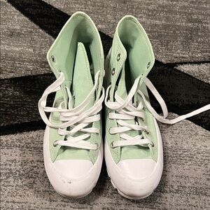 Stylish Mint Green High-Top Sneakers